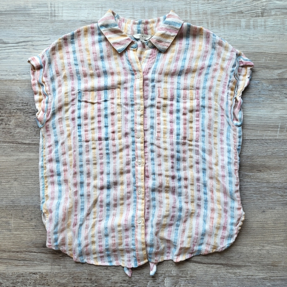 Lucky Brand Striped Button Up Top Small